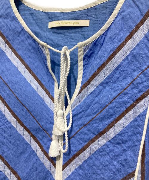 ne quittez pas（ヌキテパ）ne quittez pas (ヌキテパ) COTTON VOILE STRIPE DRESS スカイブルー サイズ:Mの古着・服飾アイテム