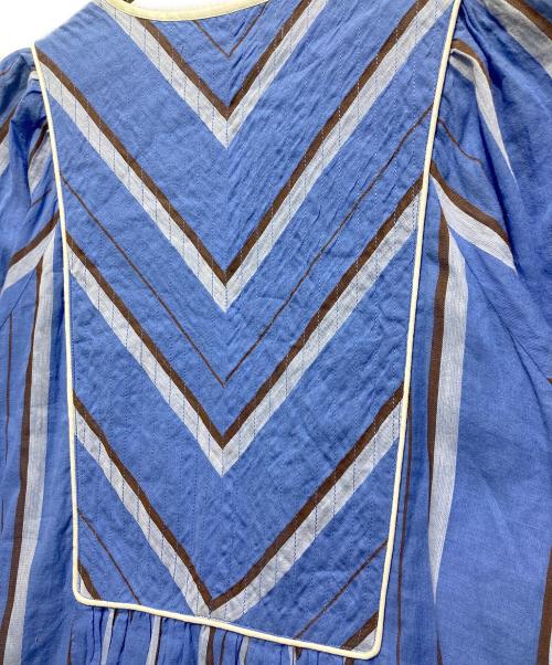 ne quittez pas（ヌキテパ）ne quittez pas (ヌキテパ) COTTON VOILE STRIPE DRESS スカイブルー サイズ:Mの古着・服飾アイテム