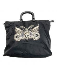 PRADA（プラダ）の古着「スカル スタッズ ナイロントートバッグ」｜ブラック