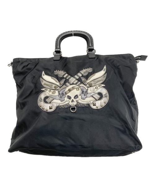 PRADA（プラダ）PRADA (プラダ) スカル スタッズ ナイロントートバッグ ブラックの古着・服飾アイテム