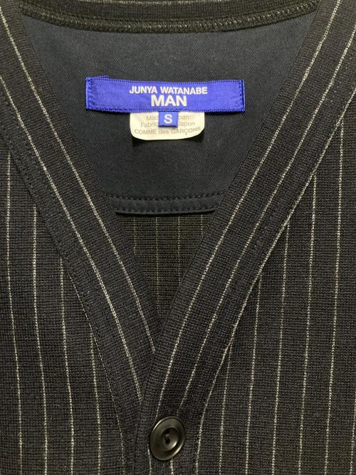 JUNYA WATANABE MAN（ジュンヤワタナベマン）JUNYA WATANABE MAN (ジュンヤワタナベマン) ストライプ切替カーディガン ブラック サイズ:Sの古着・服飾アイテム