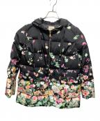 Rose Tiaraローズティアラ）の古着「花柄ダウンコート」｜ブラック