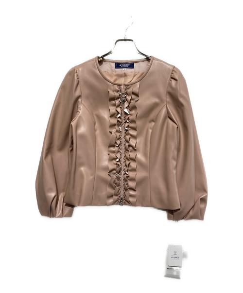 M'S GRACY（エムズグレイシー）M'S GRACY (エムズグレイシー) フェイクレザーフリルジャケット ピンク サイズ:40の古着・服飾アイテム