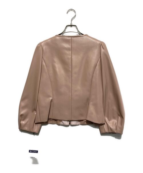 M'S GRACY（エムズグレイシー）M'S GRACY (エムズグレイシー) フェイクレザーフリルジャケット ピンク サイズ:40の古着・服飾アイテム