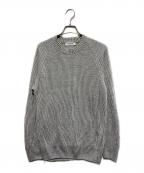 GRAN SASSOグランサッソ）の古着「ミドルゲージリネンコットンリブクルーネックニット」｜グレー