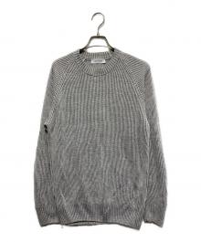 GRAN SASSO（グランサッソ）の古着「ミドルゲージリネンコットンリブクルーネックニット」｜グレー