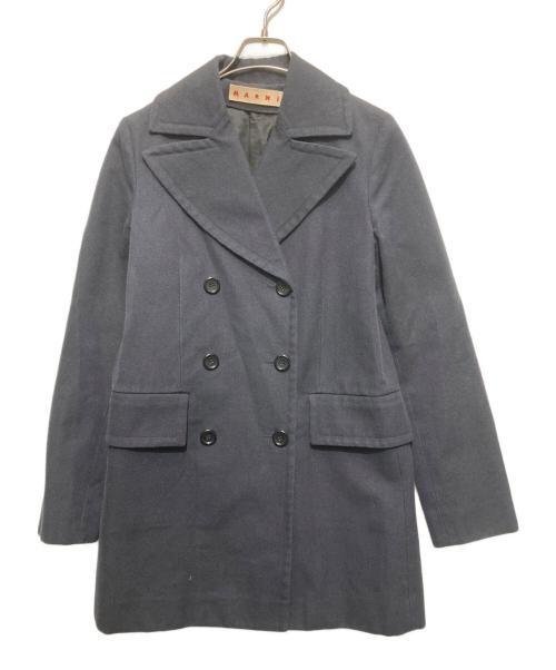 MARNI（マルニ）MARNI (マルニ) コットンウールダブルコート ネイビー サイズ:40の古着・服飾アイテム