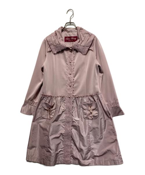 Super Beauty（スーパービューティ）Super Beauty (スーパービューティ) ダンボールニット タフタ素材切替 レース使い コート ピンク サイズ:42 未使用品の古着・服飾アイテム