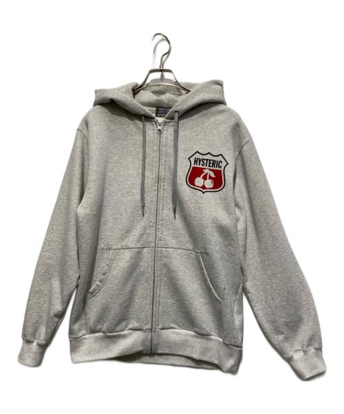 Hysteric Glamour（ヒステリックグラマー）Hysteric Glamour (ヒステリックグラマー) ジップパーカー ライトグレー サイズ:Mの古着・服飾アイテム