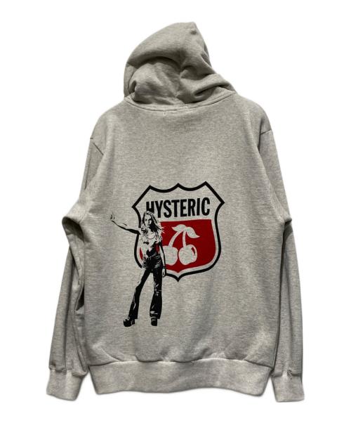 Hysteric Glamour（ヒステリックグラマー）Hysteric Glamour (ヒステリックグラマー) ジップパーカー ライトグレー サイズ:Mの古着・服飾アイテム
