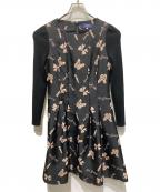 M'S GRACYエムズグレイシー）の古着「リボンカメリアジャガードワンピース」｜ブラック