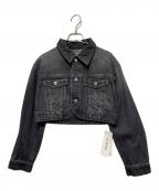 Lily Brownリリーブラウン）の古着「カーブヘムクロップドデニムジャケット」｜ブラック