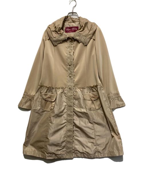 Super Beauty（スーパービューティ）Super Beauty (スーパービューティ) ダンボールニット タフタ素材切替 レース使い コート ベージュ サイズ:42の古着・服飾アイテム