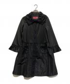Super Beautyスーパービューティ）の古着「ダンボールニット タフタ素材切替 レース使い コート」｜ブラック