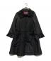 Super Beauty（スーパービューティ）の古着「ダンボールニット タフタ素材切替 レース使い コート」｜ブラック