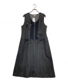 Super Beauty（スーパービューティ）の古着「レースビジューノースリーブワンピース」｜ブラック