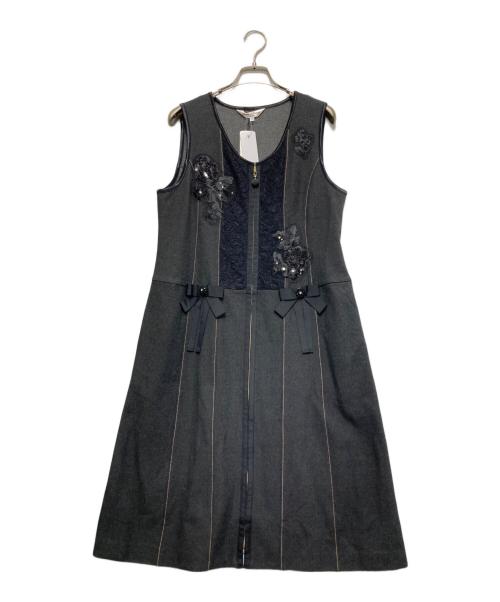 Super Beauty（スーパービューティ）Super Beauty (スーパービューティ) レースビジューノースリーブワンピース ブラック サイズ:42 未使用品の古着・服飾アイテム