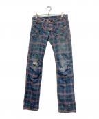 Hysteric Glamourヒステリックグラマー）の古着「チェックデニムパンツ」｜インディゴ