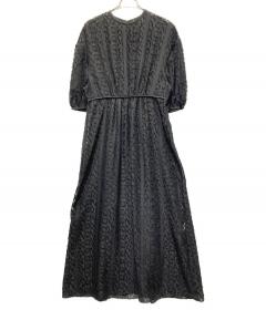 中古・古着通販】Ameri (アメリ) KNIT DOCKING VOLUME DRESS ブラック