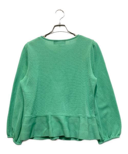 M'S GRACY（エムズグレイシー）M'S GRACY (エムズグレイシー) リボンペプラムダブルジップアップカーディガン グリーン サイズ:40の古着・服飾アイテム