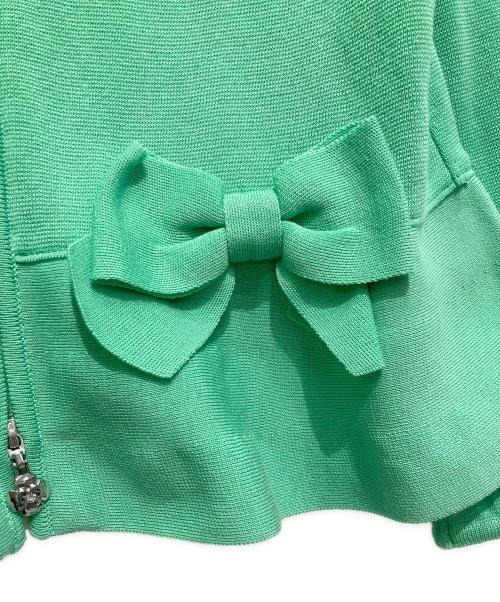 M'S GRACY（エムズグレイシー）M'S GRACY (エムズグレイシー) リボンペプラムダブルジップアップカーディガン グリーン サイズ:40の古着・服飾アイテム
