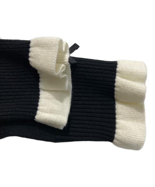 Super Beauty（スーパービューティ）Super Beauty (スーパービューティ) レースモチーフ使い 裾フリル チュニック セーター ブラック サイズ:42の古着・服飾アイテム