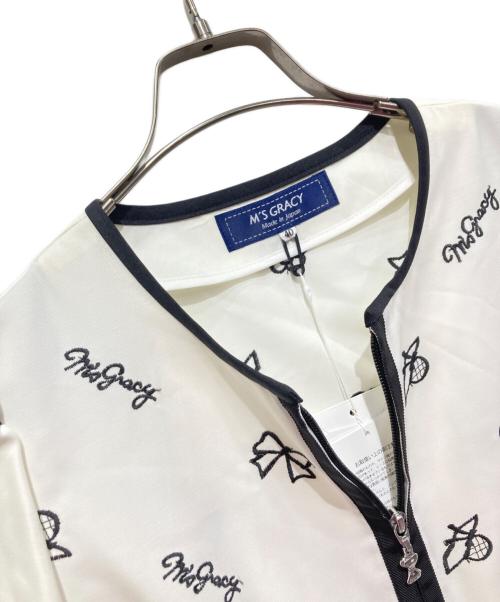 M'S GRACY（エムズグレイシー）M'S GRACY (エムズグレイシー) 刺繍ジップジャケット ホワイト サイズ:40の古着・服飾アイテム