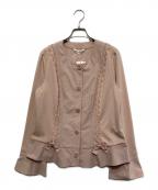 Super Beautyスーパービューティ）の古着「レースビジューボタンジャケット」｜ピンク