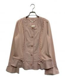 Super Beauty（スーパービューティ）の古着「レースビジューボタンジャケット」｜ピンク