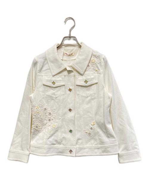 Super Beauty（スーパービューティ）Super Beauty (スーパービューティ) ビジュレースデニムジャケット ホワイト サイズ:38 未使用品の古着・服飾アイテム