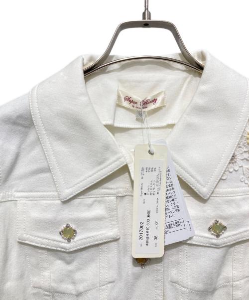 Super Beauty（スーパービューティ）Super Beauty (スーパービューティ) ビジュレースデニムジャケット ホワイト サイズ:38 未使用品の古着・服飾アイテム