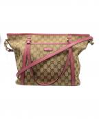 GUCCIグッチ）の古着「2WAYバッグ/トートバッグ」｜ピンク×ブラウン