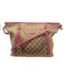 GUCCI（グッチ）の古着「2WAYバッグ/トートバッグ」｜ピンク×ブラウン