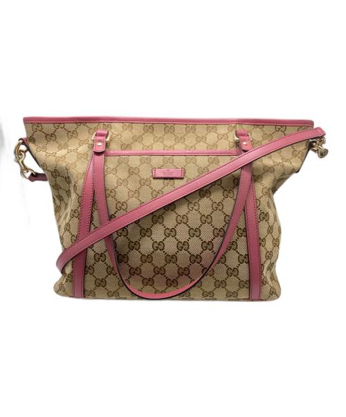 GUCCI（グッチ）GUCCI (グッチ) 2WAYバッグ/トートバッグ ピンク×ブラウンの古着・服飾アイテム