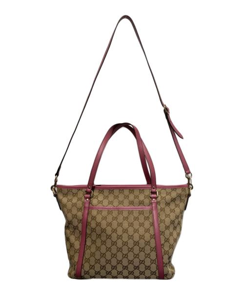 GUCCI（グッチ）GUCCI (グッチ) 2WAYバッグ/トートバッグ ピンク×ブラウンの古着・服飾アイテム