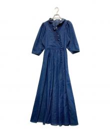 Ameri VINTAGE（アメリヴィンテージ）の古着「SHIRRING COLLAR DENIM DRESS」｜インディゴ