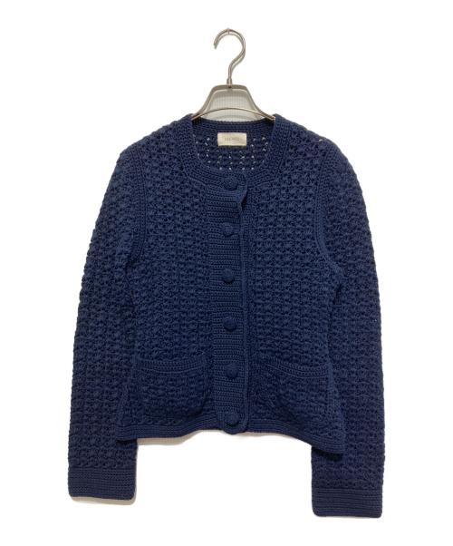 DES PRES（デ プレ）DES PRES (デ プレ) ハンドクロシェ クルーネックニットジャケット ネイビー サイズ:Freeの古着・服飾アイテム