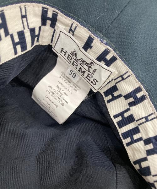 HERMES（エルメス）HERMES (エルメス) Hロゴ刺繍ハット ネイビー サイズ:59の古着・服飾アイテム