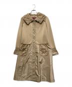 Super Beautyスーパービューティ）の古着「ンボールニット タフタ素材切替 レース使い コート」｜ベージュ