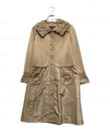 Super Beauty（スーパービューティ）の古着「ンボールニット タフタ素材切替 レース使い コート」｜ベージュ