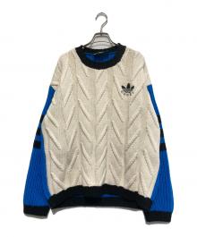 GUCCI×adidas（グッチ×アディダス）の古着「ロゴ刺繍ニット」｜ホワイト×ブルー