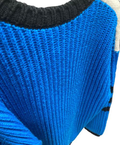 GUCCI（グッチ）GUCCI (グッチ) adidas (アディダス) ロゴ刺繍ニット ホワイト×ブルー サイズ:XLの古着・服飾アイテム