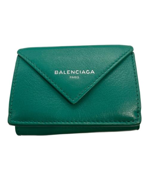 BALENCIAGA（バレンシアガ）BALENCIAGA (バレンシアガ) PAPER ZA MINI WALLET グリーンの古着・服飾アイテム