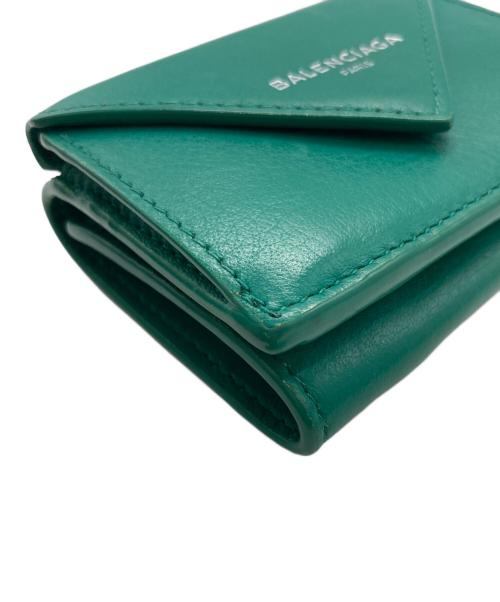 BALENCIAGA（バレンシアガ）BALENCIAGA (バレンシアガ) PAPER ZA MINI WALLET グリーンの古着・服飾アイテム
