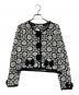 Super Beauty（スーパービューティ）の古着「花柄編みボンボンファー飾りのカーディガン」｜ブラック