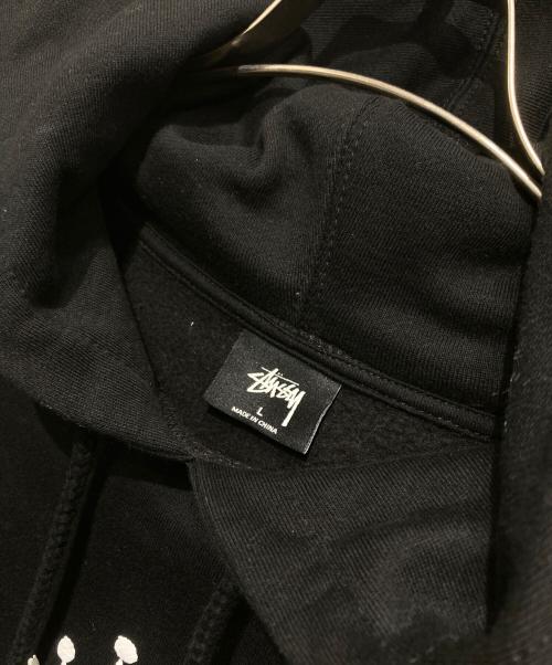stussy（ステューシー）stussy (ステューシー) クラウンロゴプリントパーカー ブラック サイズ:Lの古着・服飾アイテム