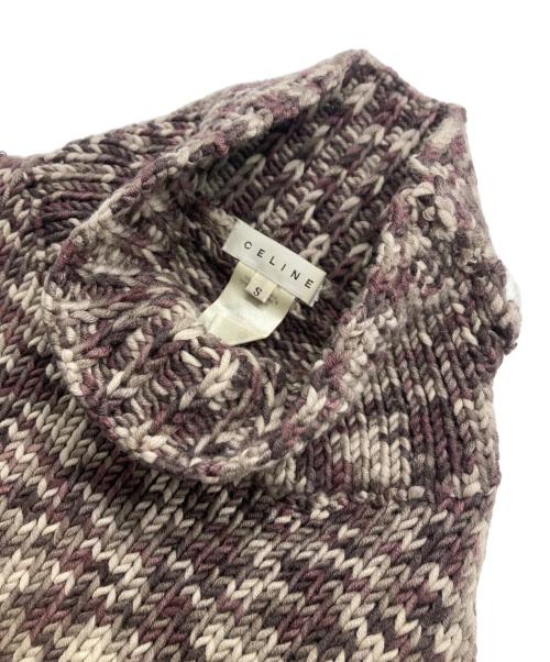 CELINE（セリーヌ）CELINE (セリーヌ) ハイネックニット パープル×ベージュ サイズ:Sの古着・服飾アイテム