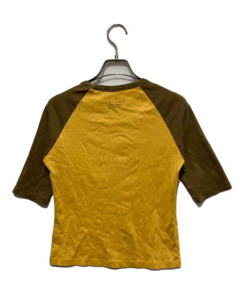 CELINE（セリーヌ）CELINE (セリーヌ) スタッズラグランTシャツ イエロー×ベージュ サイズ:Mの古着・服飾アイテム
