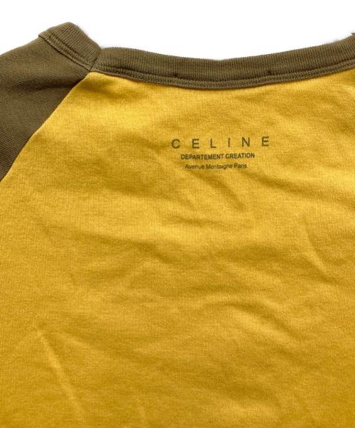 CELINE（セリーヌ）CELINE (セリーヌ) スタッズラグランTシャツ イエロー×ベージュ サイズ:Mの古着・服飾アイテム