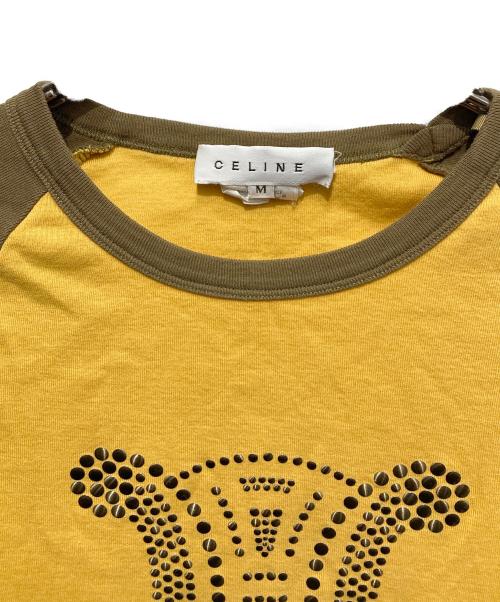 CELINE（セリーヌ）CELINE (セリーヌ) スタッズラグランTシャツ イエロー×ベージュ サイズ:Mの古着・服飾アイテム